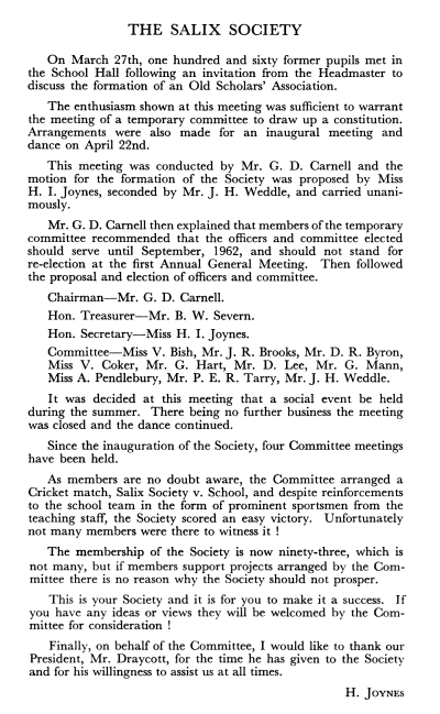 Salix Society formation 1962